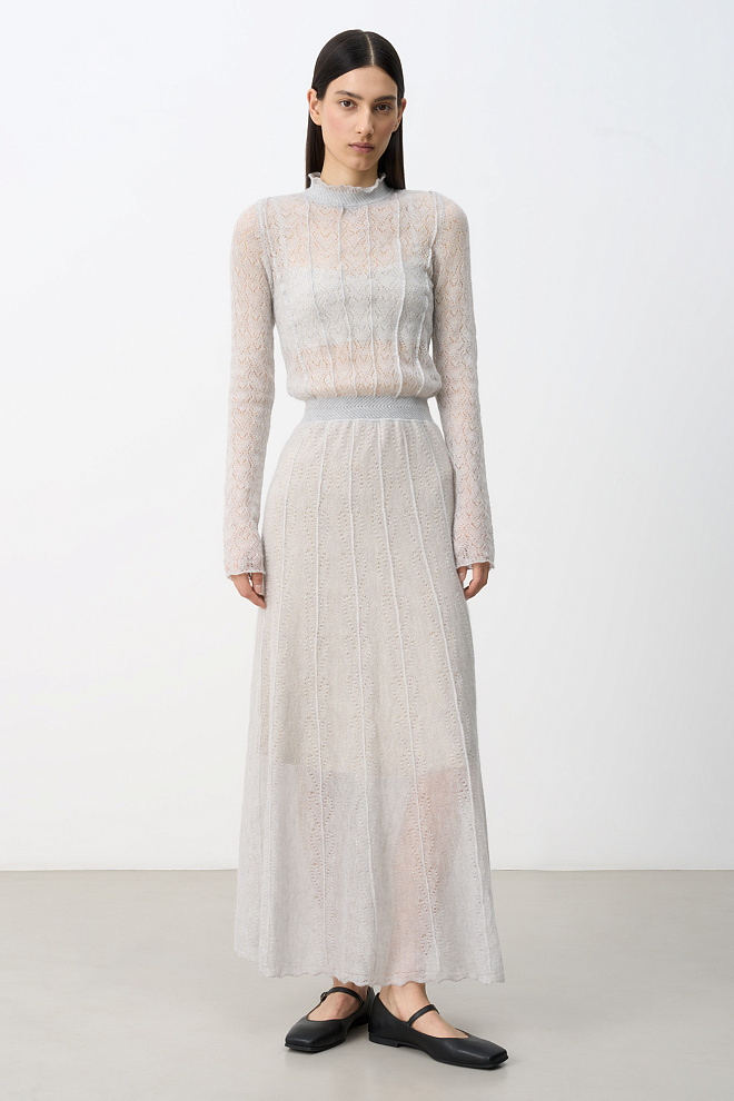 Ажурное платье из супер кид мохера и беби альпака