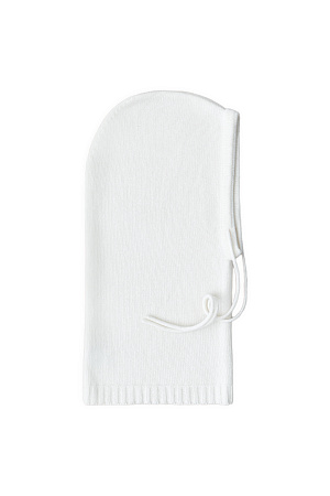белый Трикотажный капор на кулиске из шерсти и кашемира. 