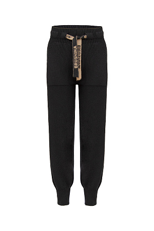 черный Брюки средней посадки из кашемира и шерсти. Пояс на резинке с кулиской из брендированной ленты. Два боковых кармана.<br />
