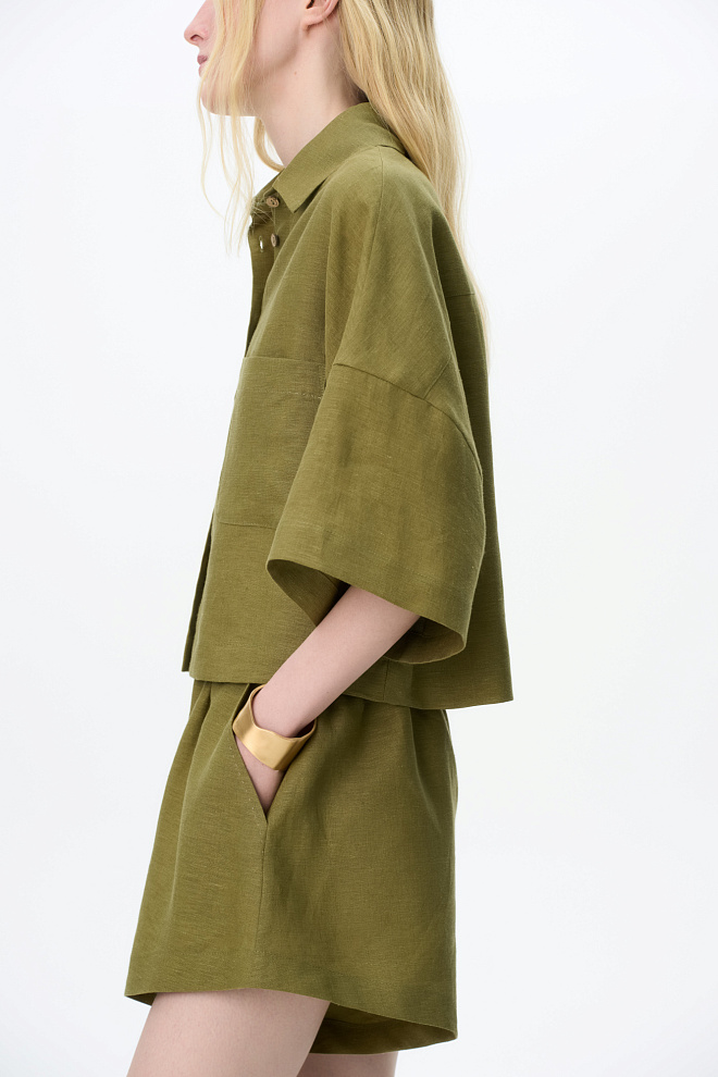 Костюм из 100% льна из рубашки и шорт