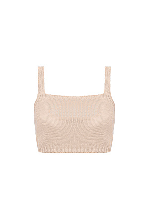 бежевый Трикотажный топ из 100% льна 