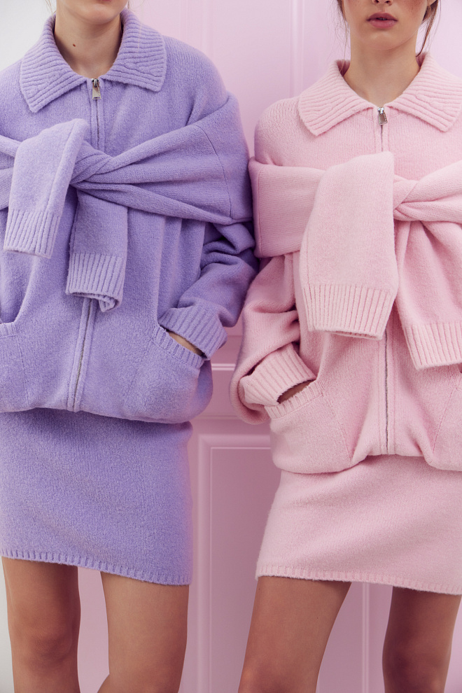 Бомбер из мохера и шерсти