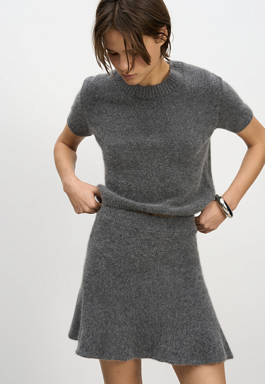 Юбка мини из пуха лисы