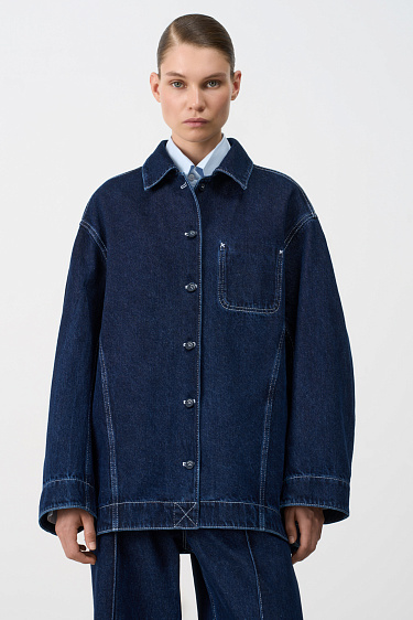 Джинсовая рубашка с рельефными швами