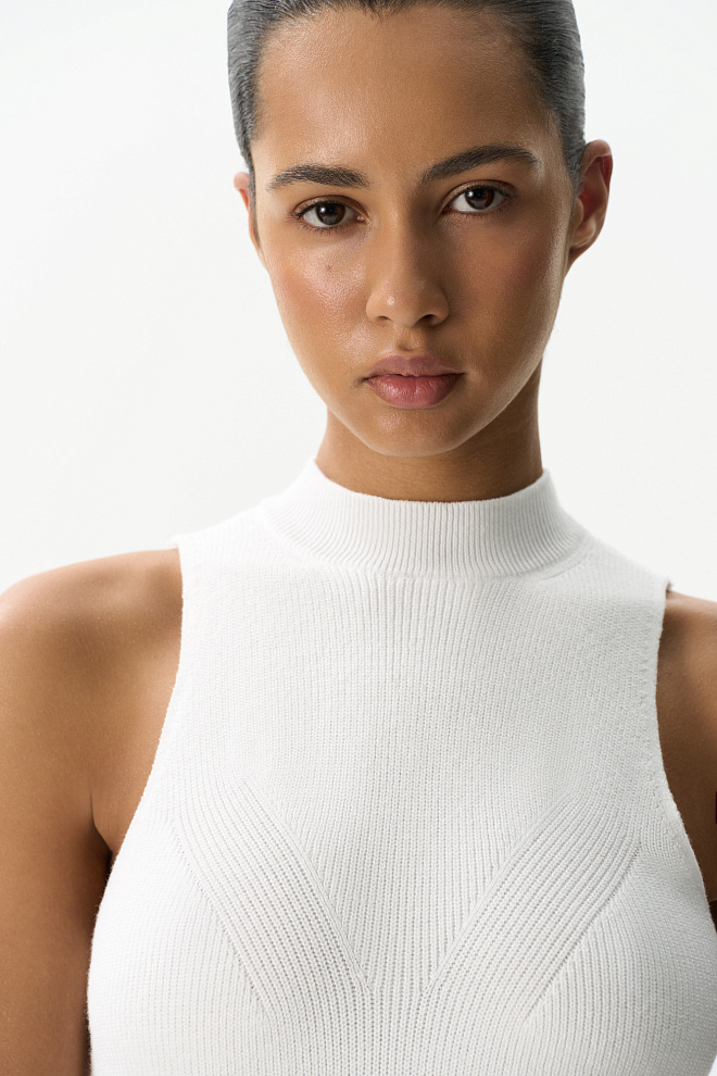 Топ из хлопка с воротником-стойкой 