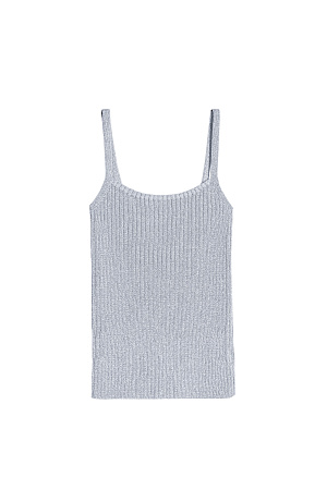 серебро Трикотажный топ из поливискозы с добавлением люрекса. Модель приталенного силуэта на тонких лямках.