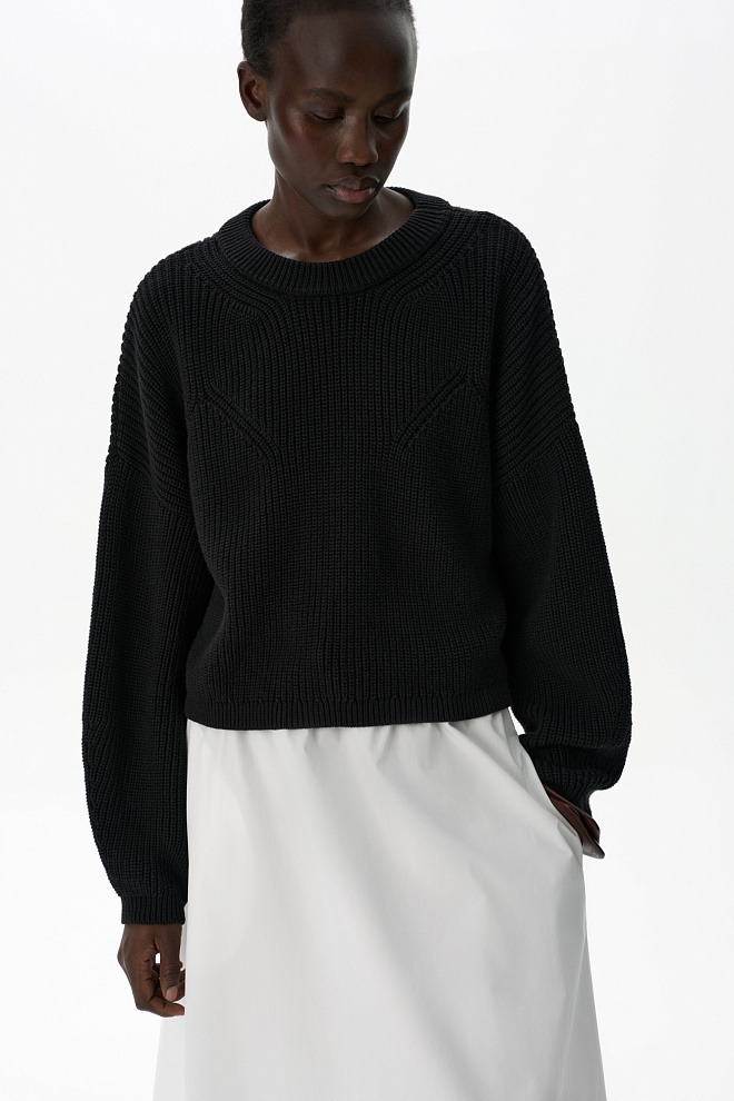 Джемпер из 100% хлопка с декоративными сбавками