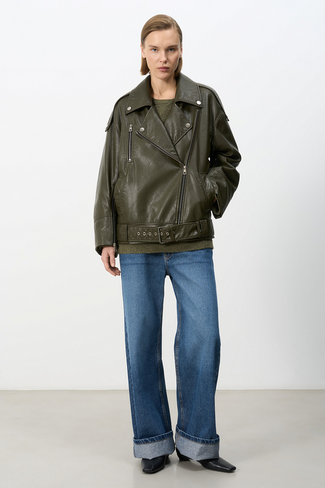 Куртка из экокожи с поясом