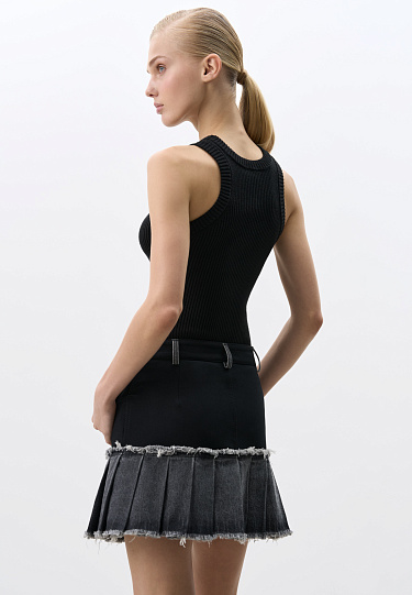 Юбка мини со вставкой из джинсы