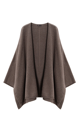 коричневый Трикотажный кардиган из шерсти и кашемира. Модель свободного кроя, с длинными широкими рукавами и спущенной линией плеч. Без застежки.