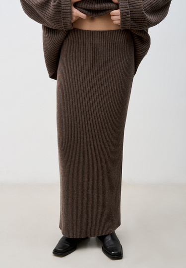 Юбка в рубчик из кашемира и шерсти 