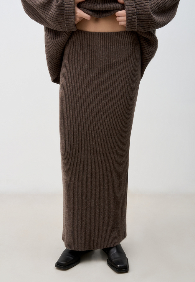 Юбка в рубчик из кашемира и шерсти 