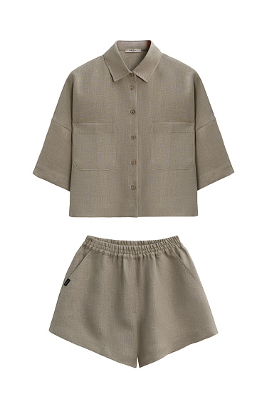 Костюм из 100% льна из рубашки и шорт