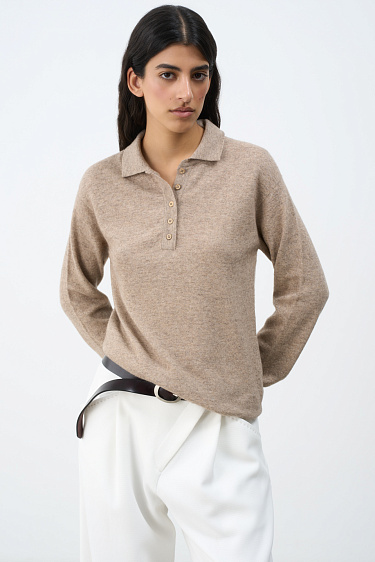 Джемпер из кашемира и шерсти с воротником поло