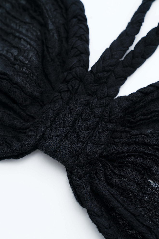 Полупрозрачный топ сложного кроя изо льна