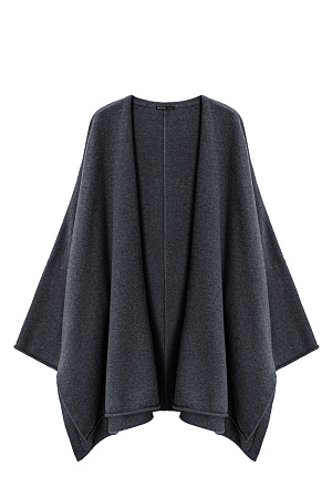 графит Трикотажный кардиган из шерсти и кашемира. Модель свободного кроя, с длинными широкими рукавами и спущенной линией плеч. Без застежки.