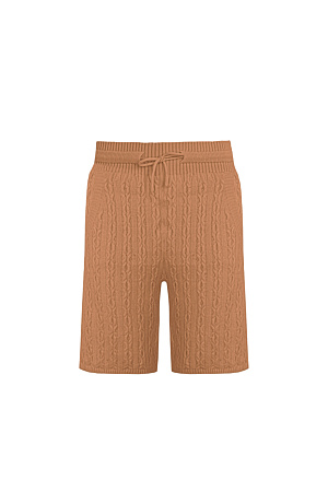 бежевый Свободные трикотажные шорты из кашемира и шерсти. Модель с широким эластичным поясом на кулискке и боковыми карманами.