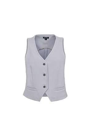 серый Жилет из поливискозы с имитацией карманов и разрезом снизу.