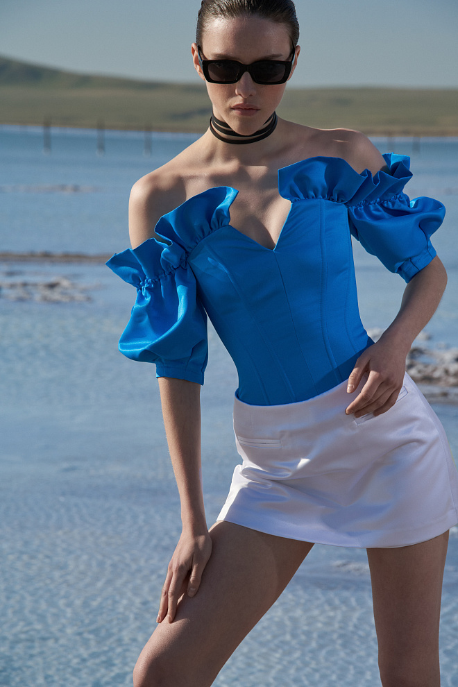 Атласная юбка-шорты