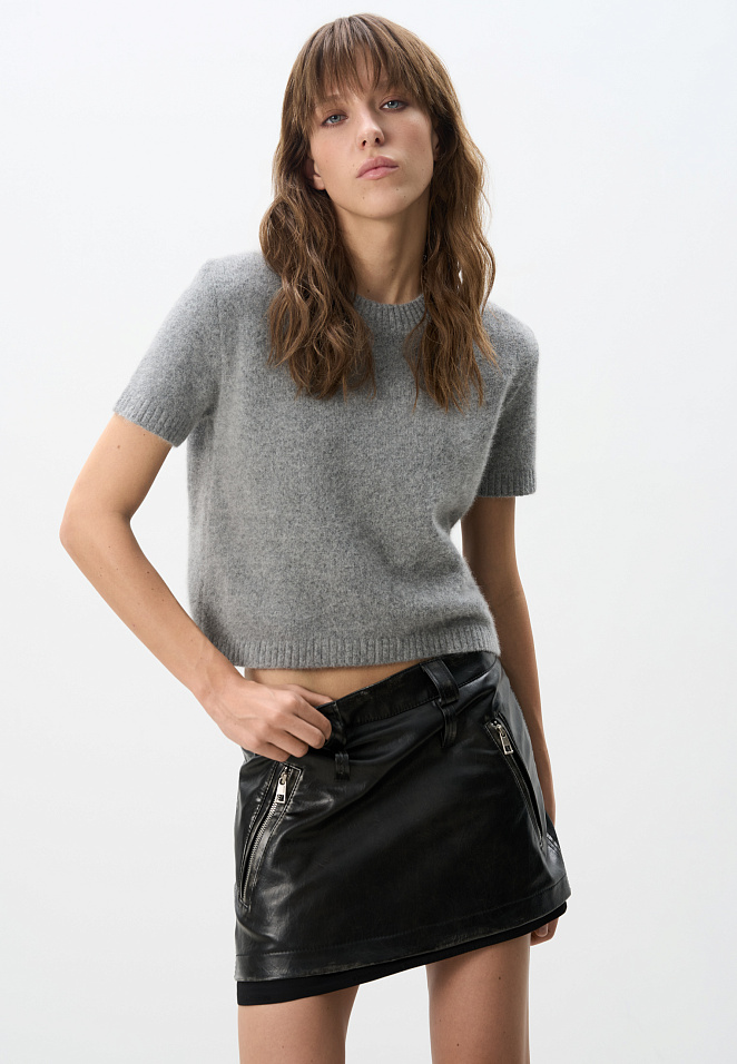 Юбка мини из экокожи