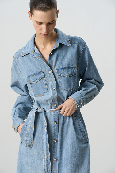 Джинсовое платье-рубашка