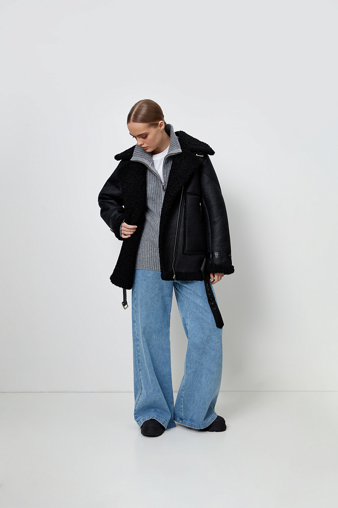 Куртка с косой застежкой на молнию