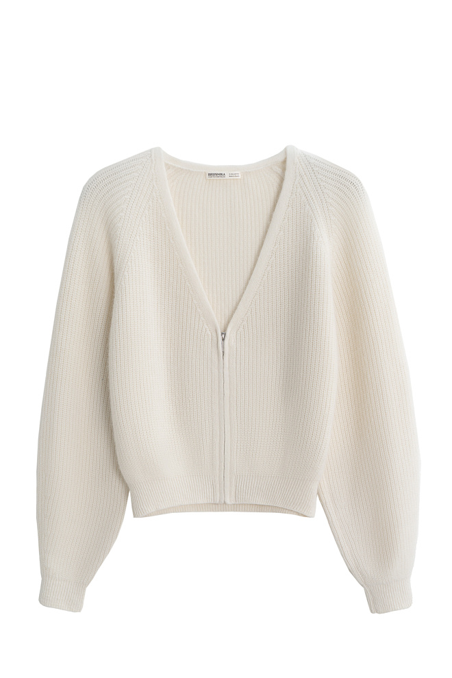 Кардиган на молнии с пухом лисы 