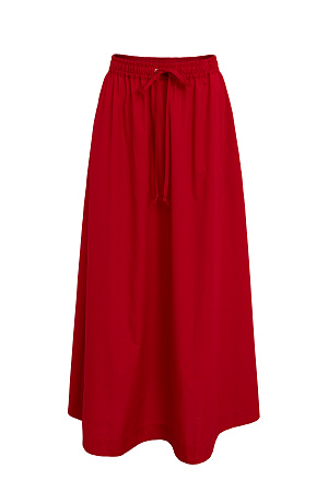 красный Хлопковая юбка длины макси. Модель прямого кроя, с эластичным поясом на кулиске и карманами. 