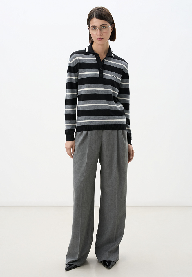 Трикотажное поло в полоску