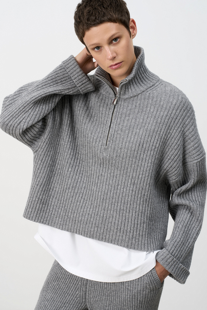 Джемпер в рубчик из кашемира и шерсти