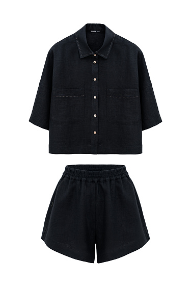 Костюм из 100% льна из рубашки и шорт