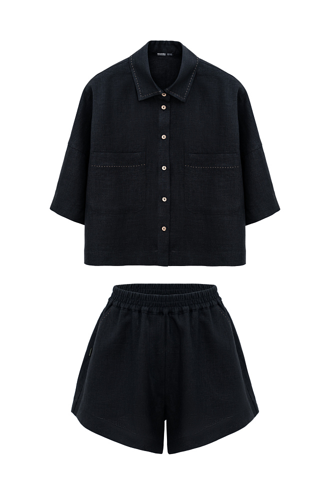 Костюм из 100% льна из рубашки и шорт