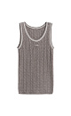 Трикотажная майка из шерсти. Модель свободного силуэта, без рукавов, на широких лямках, с круглым вырезом горловины и глубокой проймой. Изделие выполнено объемной вязкой косами и декорировано контрастным лампасом и логотипом бренда на груди.<br />
