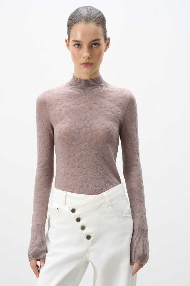 Водолазка из шерсти мериноса с анималистичным принтом