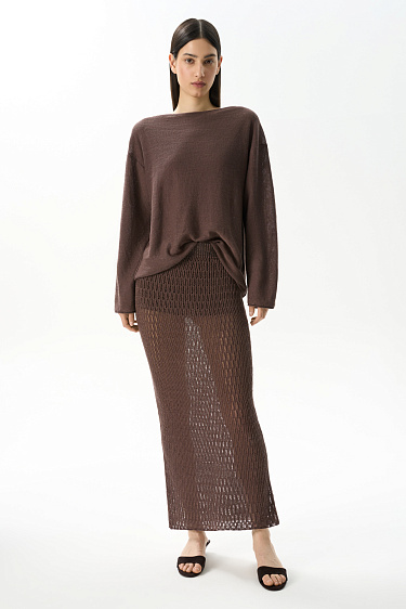 Ажурная юбка макси из 100% льна