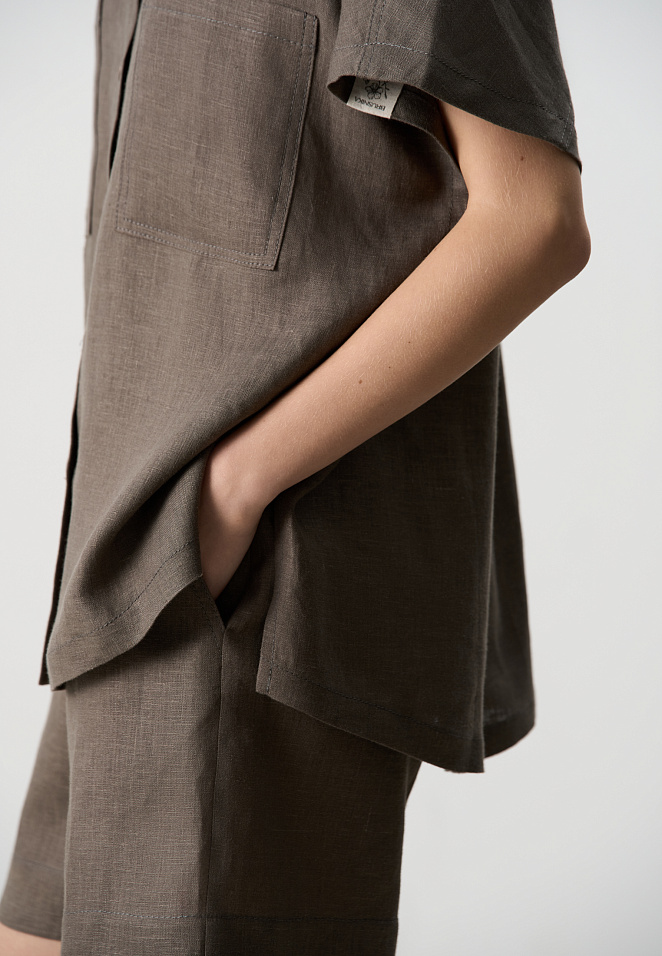 Рубашка из 100% льна без рукавов