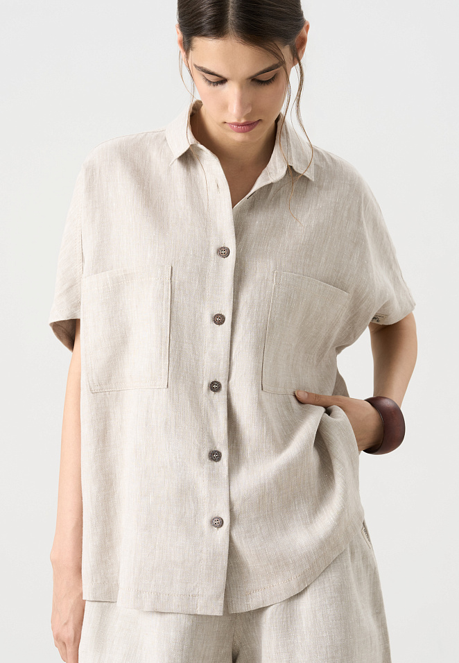 Рубашка из 100% льна без рукавов