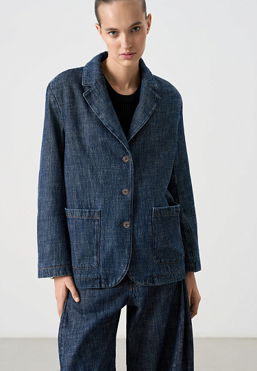 Джинсовый однобортный жакет