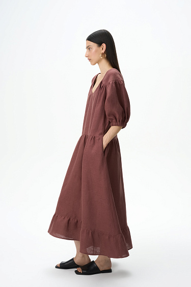 Платье из 100% льна с открытой спиной