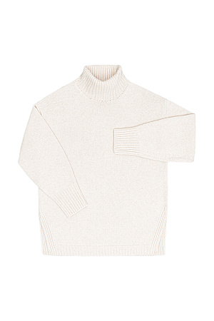 белый Джемпер свободного силуэта из кашемира и шерсти с высоким воротом и с боковыми разрезами 