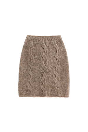 коричневый Трикотажная юбка длины мини с косами из шерсти и мохера. Модель приталенного силуэта с эластичным поясом в рубчик.