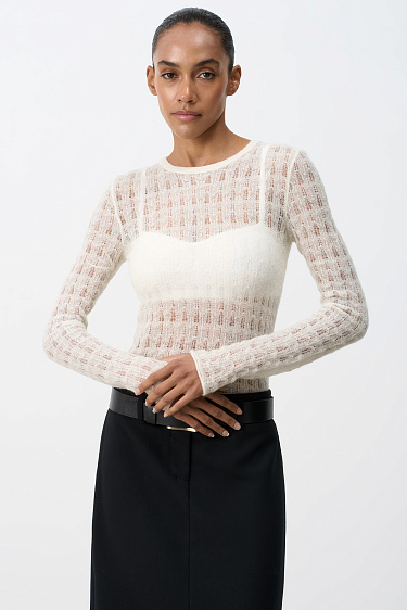 Ажурная водолазка из супер кид мохера и беби альпака