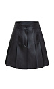Юбка мини из экокожи со складками. Потайная застежка на молнии с кнопкой. Дополнить образ можно жакетом.