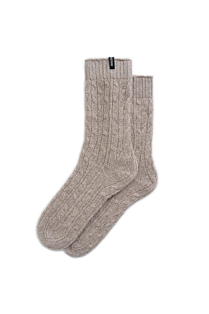 бежевый Трикотажные носки из кашемира и шерсти. Модель с фактурной вязкой косами, эластичной резинкой и брендированным ярлыком.