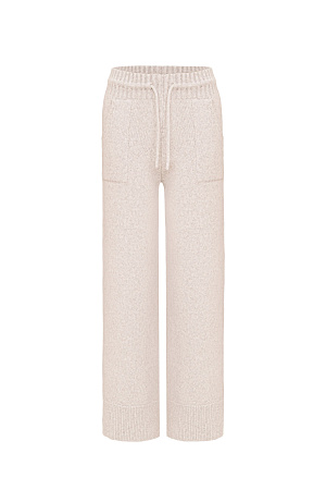 бежевый Широкие брюки из шерсти мериноса. Модель свободного силуэта с накладными карманами и эластичным поясом на кулиске. Низ изделия в рубчик.