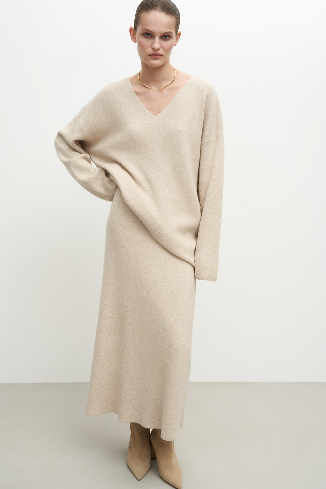 Расклешенная юбка миди из шерсти с кашемиром