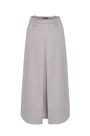 бежевый Юбка со складкой спереди. Модель свободного силуэта длины миди с застежкой на молнию сбоку.