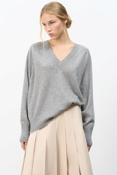 Джемпер с V-образным вырезом из 100% кашемира