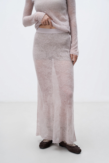 Ажурная юбка из супер кид мохера и беби альпака