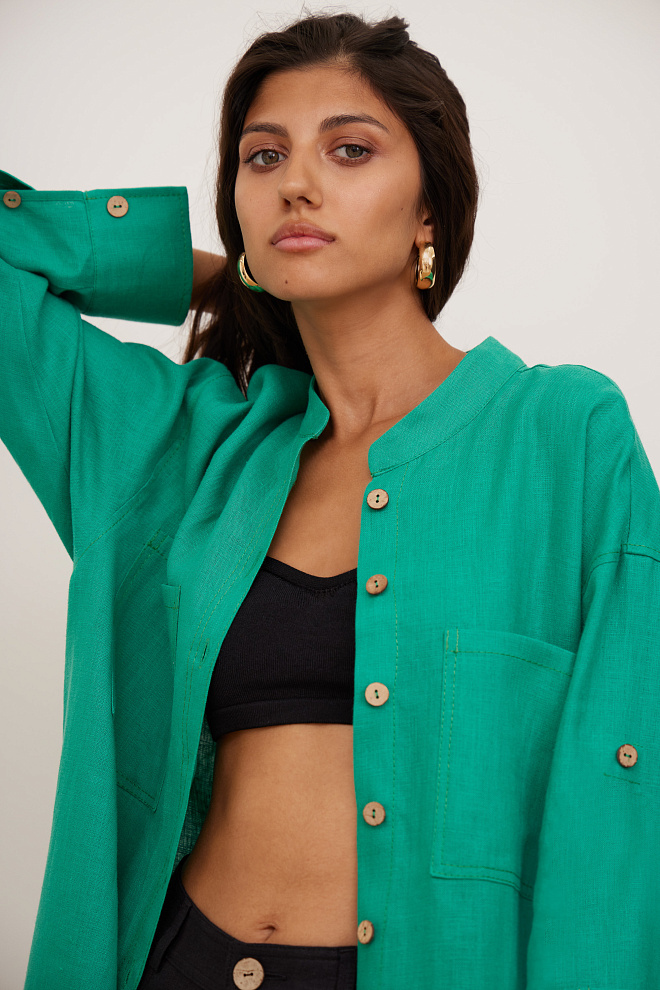 Платье-рубашка из 100% льна